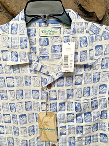 Camicia da campeggio hawaiana mista di seta caraibica stampata S/S M,L,XL nuova con etichette $79 st5wc453 - Foto 1 di 3