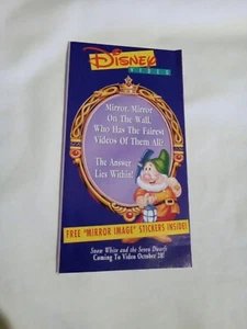 VINTAGE WALT DISNEY SNOW WHITE 7 DWARFS MIRROR STICKERS COMING TO VHS VIDEO 1994 - Picture 1 of 4