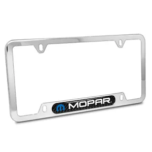 Mopar Real Carbon Fiber Nameplate Chrome Stainless Steel License Plate Frame - Picture 1 of 7