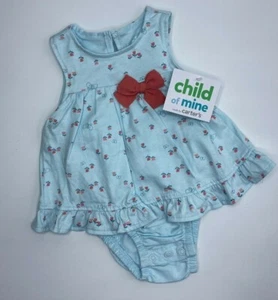 Girls Size 0-3M Adorable 1-Piece Romper Summer Outfit Flowers Butterflies Blue - Picture 1 of 4