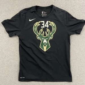 Giannis Antetokounmpo Dri Fit Nike NBA Milwaukee Bucks 34 Shirt Mens Large Black - Picture 1 of 4