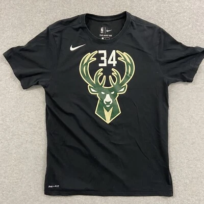 Giannis Antetokounmpo Dri Fit Nike NBA Milwaukee Bucks 34 Shirt Mens Large Black - Image 1 of 4
