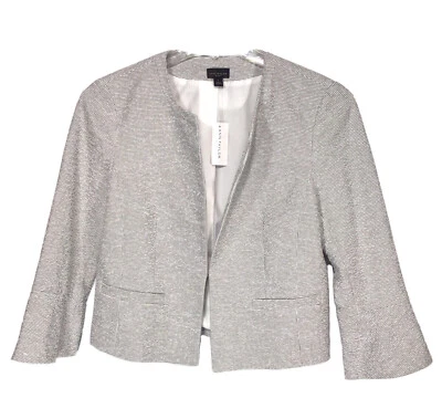 Chaqueta Blazer Vestido Ann Taylor Para Mujer Talla 8 Marfil y Marrón Completamente Forrado Nueva Foto 1 de 4