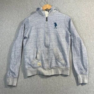 U.S. Polo Assn. Hoodie Women’s Small Gray Sherpa Lined Full Zip Snowpolo Cotton - Picture 1 of 15