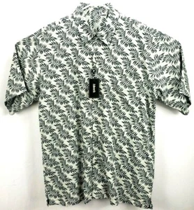 Ashworth Men's Shirt Size L S/S Button Gray/White/Blue Leaves/Floral Pattern NWT - Picture 1 of 8