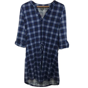 Lily Rose Junior’s Plaid 3/4 Roll Tab Sleeves Shirt Dress Size Large L - Foto 1 di 7