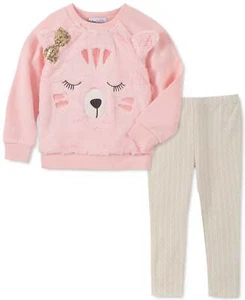 Kids Headquarters Infant Girls Faux Fur Bear Sweatshirt And Leggings Set-12M - Picture 1 of 3