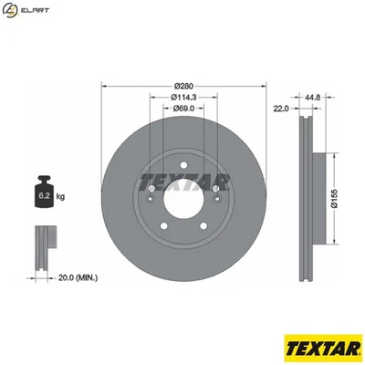 2x BRAKE DISC 92314703 FOR HYUNDAI KIA NIRO/SUV/VAN G4LE 1.6L 4cyl IONIQ 1.6L - Image 1 of 4