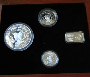 Australia. 1993 Silver - 3 pce Kookaburra Set. 10 oz, 2 oz & 1 oz. Eagle Privy - Picture 1 of 13