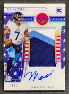 National Treasures 2022 Malik Willis Stars & Stripes parche de novato automático RC SP/25 - Imagen 1 de 2