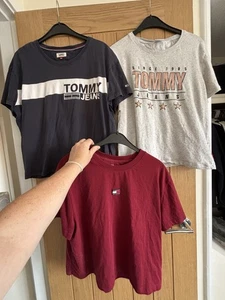 3x Bundle Tommy Jeans Hilfiger Ladies T Shirts XL Size 16 18 - Picture 1 of 9