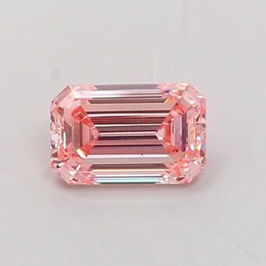 1.03 Ct Emerald Shape Lab IGI Certifide Diamond Fancy Intense Pink VS1 For Ring - Picture 1 of 11