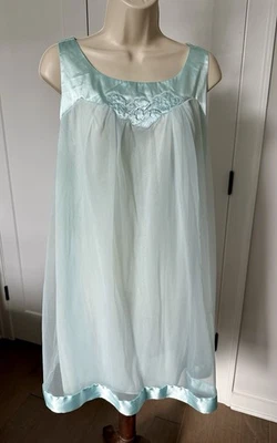 MINT Vtg 60’s Gossard Artemis AQUA Baby Blue Chiffon Nightgown Babydoll S Womens - Image 1 of 4