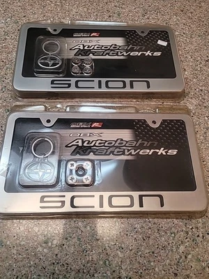 2 BRAND NEW OBX SCION TC FRONT & BACK LICENSE PLATE HOLDER SET OF 2 W KEYCHAIN  - Image 1 of 4