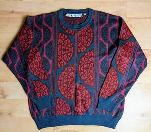 Jersey de lana estampado vintage CHRISTIAN DIOR patrón abstracto loco - grande para hombre - Imagen 1 de 12