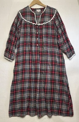 Camisón largo LANZ OF SALZBURG HOLIDAY CUADROS rojo gris franela XL Foto 1 de 4