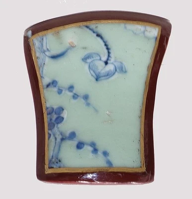 ODD 形古董提琴盒,顶部带坎顿碎片 -4 1/4 — 第 1/4 张图片