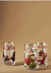 Neu Menge 3 Anthropologie Inslee Fariss Autumn’s Bounty Glas - Bild 1 von 2