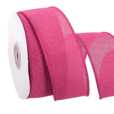 Cinta de borde con cable de 1-1/2 pulgadas de ancho x 10 yardas cinta con cable de arpillera rosa Foto 1 de 4