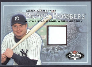 2003 Jason Giambi Fleer Box Score Bronx Bombers Game Worn Swatch Yankees - Picture 1 of 2
