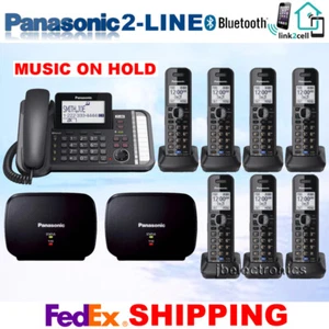 PANASONIC KX-TG9582B 2-LINE LINK2CELL 1 CORDED PHONE 7 CORDLESS 2 REPEATERS - Picture 1 of 5