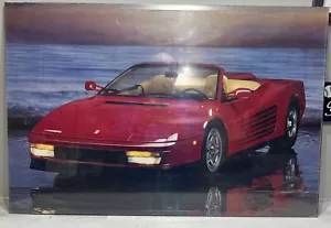 Vintage Ferrari Testarossa Spyder 1980's Poster 1988 30" x 20" RARE Framed - Picture 1 of 4