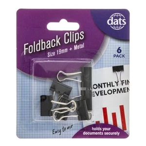 6x Foldback Clips Black Steel Binder Bulldog Clip Paper Office Document 19mm - Picture 1 of 5