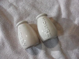 Walt Disney Mickey Mouse Ceramic Salt And Pepper Shakers, Pink 3" - Picture 1 of 1