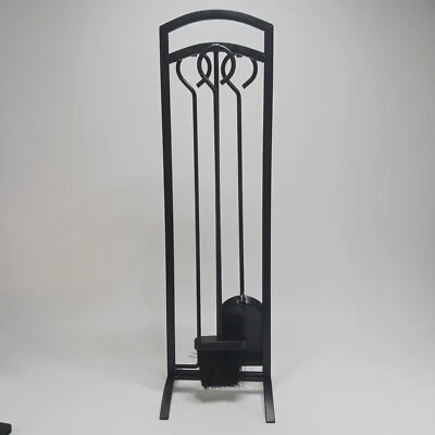 3-Piece Fireplace Tool Set With Stand (Black Powder Coat Finish) - Image 1 of 4