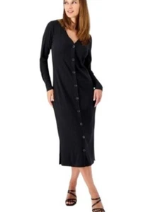 Vestido Candace Cameron Bure regular tejido acanalado botón delantero MEDIANO (4141) - Imagen 1 de 6