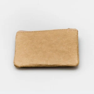 SIWA Naoron-paper Small Zip Coin Purse / Change Pouch in Brown - Picture 1 of 2