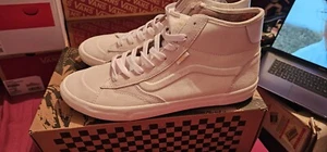 VANS The Lizzie Marshmallow Sneakers Size UK 11 White Suede Organic Cotton Skate - Picture 1 of 8