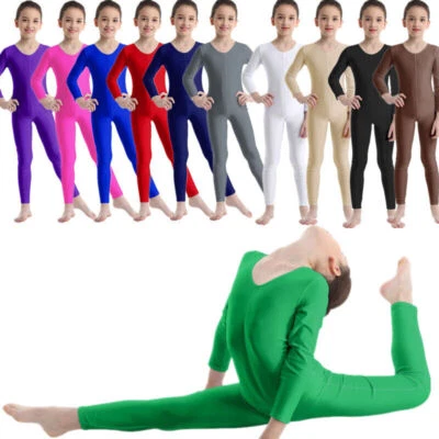 DE Kinder Mädchen Ballettanzug Langarm Trikot Gymnastik Turnanzug Body Overalls - Bild 1 von 3