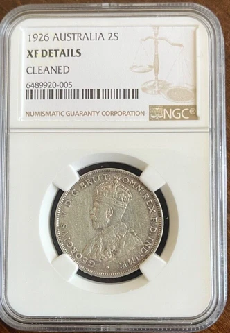 1926 Australia Florin, 2 Shillings NGC XF DETAILS Cover