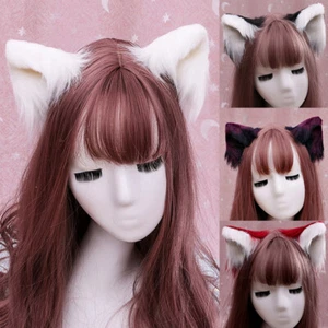 Artificial Plush Beast Cat Ears Headband Anime Lolita Cosplay Hair Accessories - Picture 1 of 20