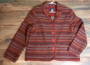 Vintage Koret Womens Retro Button Up Blazer Jacket Size L Textured Striped  - Picture 1 of 9