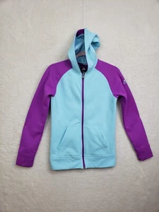 Adidas Girls Sweatshirt 14 Green Fleece Long Sleeve Hooded Pockets Full Zip - Picture 1 of 16