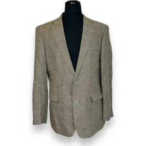 Tommy Hilfiger Men’s Plaid Blazer Jacket Tan R42 Cotton Linen Blend - Picture 1 of 10