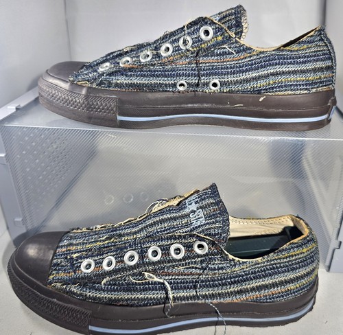 Scarpa slip on Converse All Star unisex blu marrone a righe senza lacci taglia M5.5 W7.5