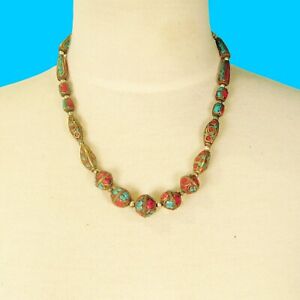 18" Nepali Tibetan Turquoise Red Coral Handmade Handmade Necklaces