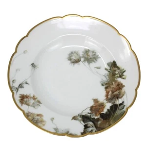FEU DE FOUR HAVILAND LIMOGES FRANCIA AMAPOLA BORDE DORADO 9 1/4" CUENCO CON BORDE - Imagen 1 de 7