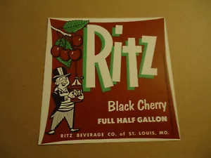 Ritz schwarzes Kirschetikett halbe Gallone Ritz Getränke Co St Louis MO - Bild 1 von 1