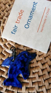 Copper Enamel Dolphin Ornament Christmas Fair Trade - Picture 1 of 1