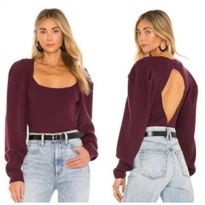 Free People Saffron Purple Pomegranate Open Back Sweater Women’s Large NWT - Picture 1 of 8