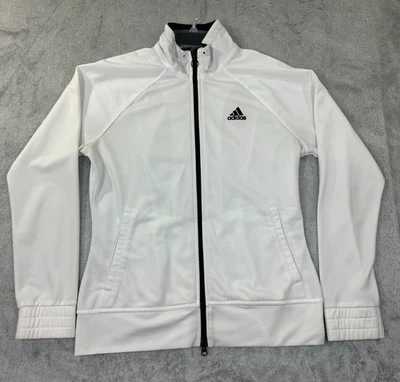 Adidas Track Jacket Women’s XL White Full Zip Pockets Logo Athleisure - Image 1 of 4