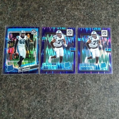 2023 Donruss Optic - Rated Rookie D.J. Johnson Purple Shock Prizm + (2) SP RC'S  - Image 1 of 4