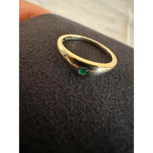 Rare Vintage Tiffany & Co Emerald 18k Yellow Gold Stacking Band Ring Pinky F/S - Picture 1 of 6