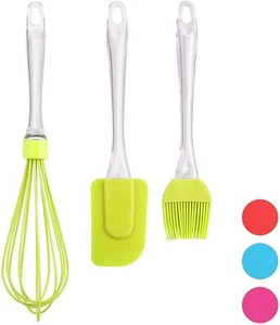 3 Piece Baking Kit, Basting Brush, Dough Spatula & Whisk, Silicone Kitchen Utens - Picture 1 of 5