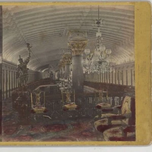 Saloon of the Steamer 'Drew' Looking Forward Hudson River NY Stereoview c1870 - Foto 1 di 4