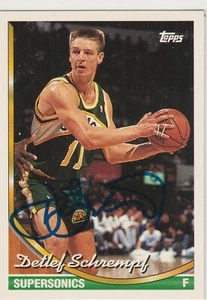 Detlef Schrempf signed 1993-94 Topps card Supersonics autograph Pacers Sonics - Picture 1 of 1